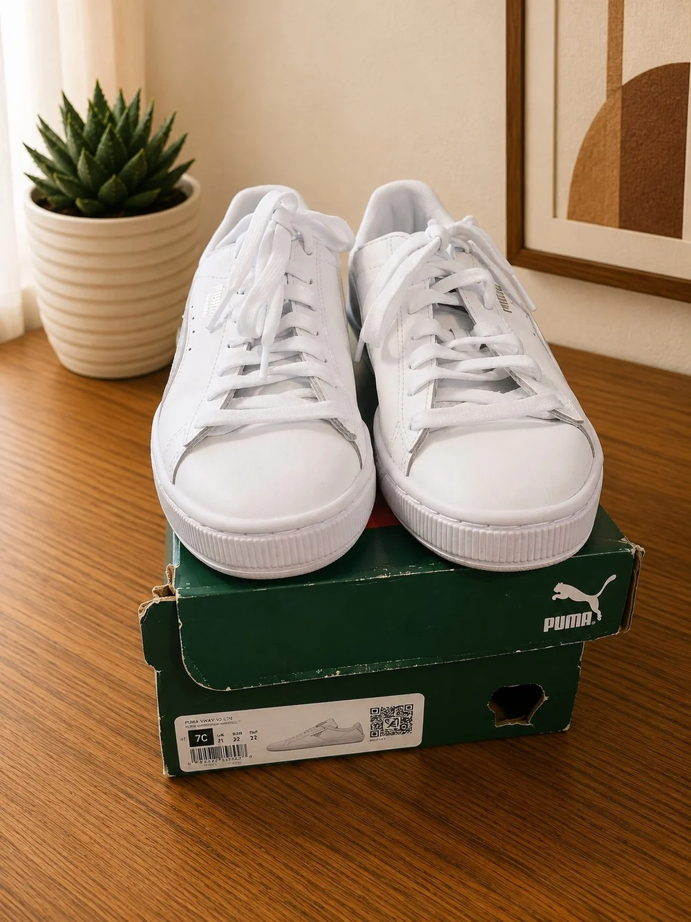 PUMA Basket Classic XXI White Sneakers Size 7C In Kids